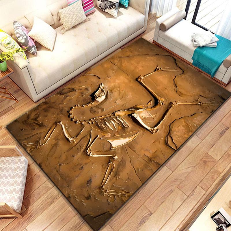 3D Dinosaur Fossil Art Pattern Rug Carpet for Living Room Bathroom Mat Creative Doormat Carpet for Bedroom Home Decor