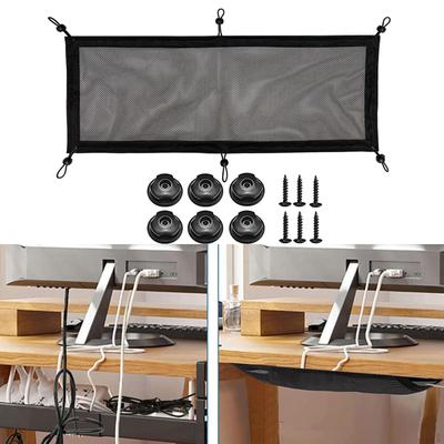 Under Desk Cable Management Net Flexible Mesh Manager Black Cord Organizer