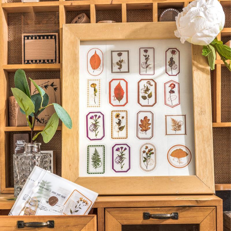 30 Pieces of Vintage Flowers Plants Leaves Handmade Account DIY Decoration Stickers Magazine Decoration Supplies DIY Decoration Label Stickers