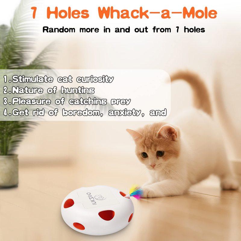 INKZOO Cat Toys, Interactive Cat Toys for Indoor Cats, Smart Interactive Kitten Toy, Automatic 7 Holes Mice Whack-A-Mole