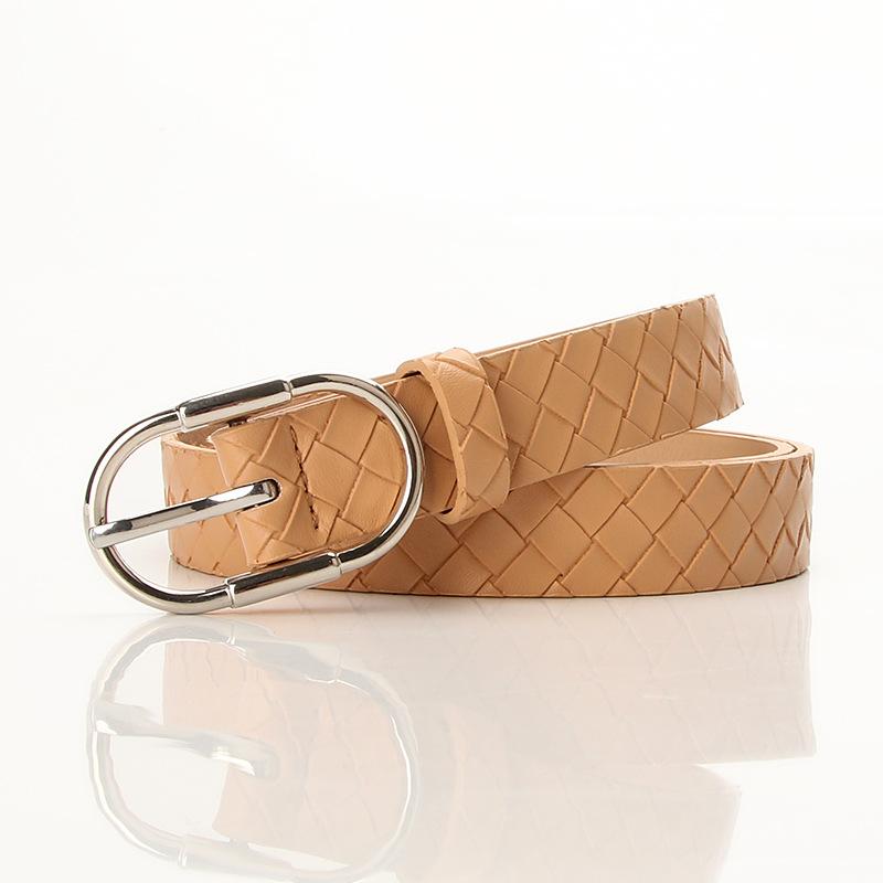 Personalized Woven Pu Fashionable and Versatile Women's Alloy Pin Buckle Belt Decoration Clothes and Skirts Fashionable and Trendy Belt