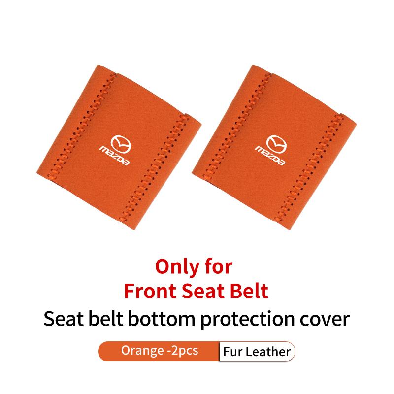 Car Buckle Protective Cover Fur Leather Safety Belt Protector Auto Accessories For Mazda 3 6 2 Axela CX5 CX3 CX30 CX9 Atenza IUE2