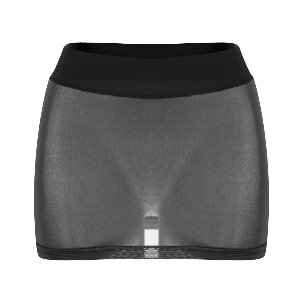 Damen Strand Überwurf Minirock Halb Transparentes Design Einfarbiger Colorblock Niedrige Taille Bleistiftrock