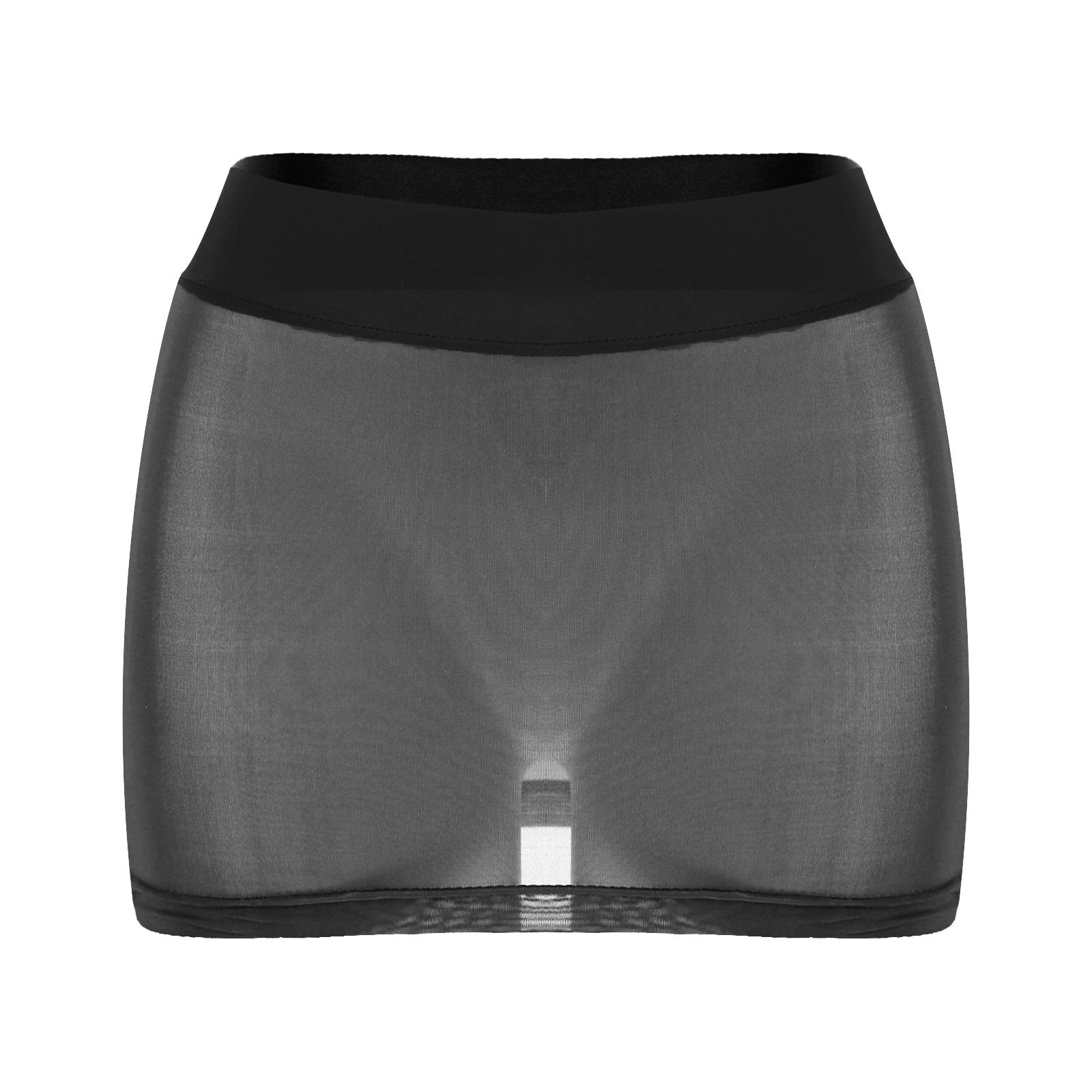 

Womens Low Rise Pencil Skirt in Semi Sheer Fabric with Color Block Design for Beach Cover Ups One Size