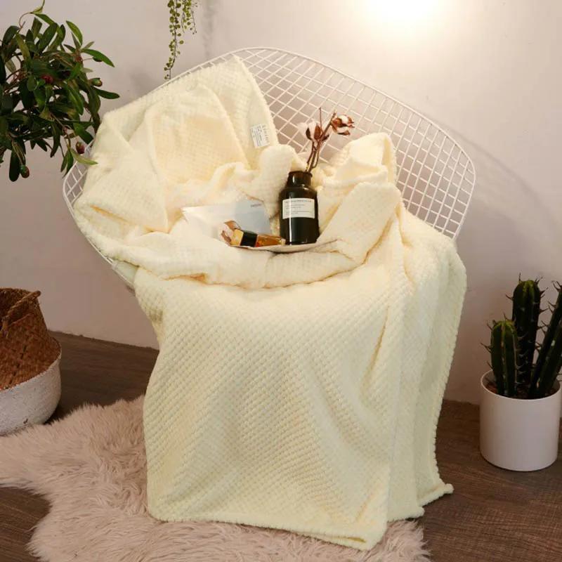 Solid Soft Warm Fleece Plaid Blankets and Bedspreads Living Room Bedroom Air Conditioning Bed Blanket For Sofa Bedding Mantas