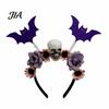 Comfortable Halloween Hairbands Flower Skeleton Bat Headband, Gothic Floral Skull Hair Bands, Spooky Decorative Cloth Headbands for Events Accessory,