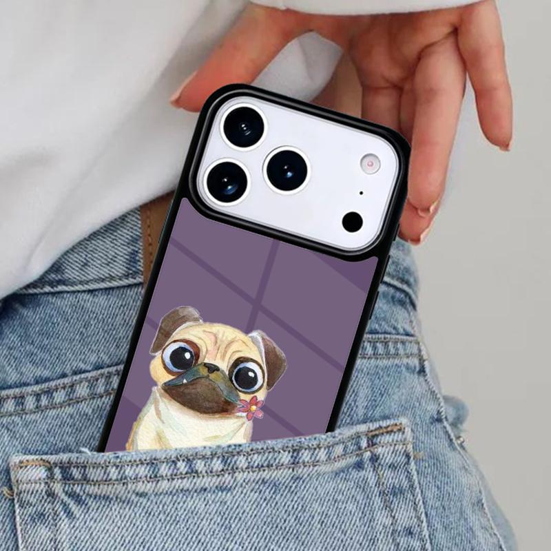 Pug Dog Funny Cartoon Phone Case for iPhone 17ProMax 12 13 14 15 16e 17 Pro Max Plus Air Cover