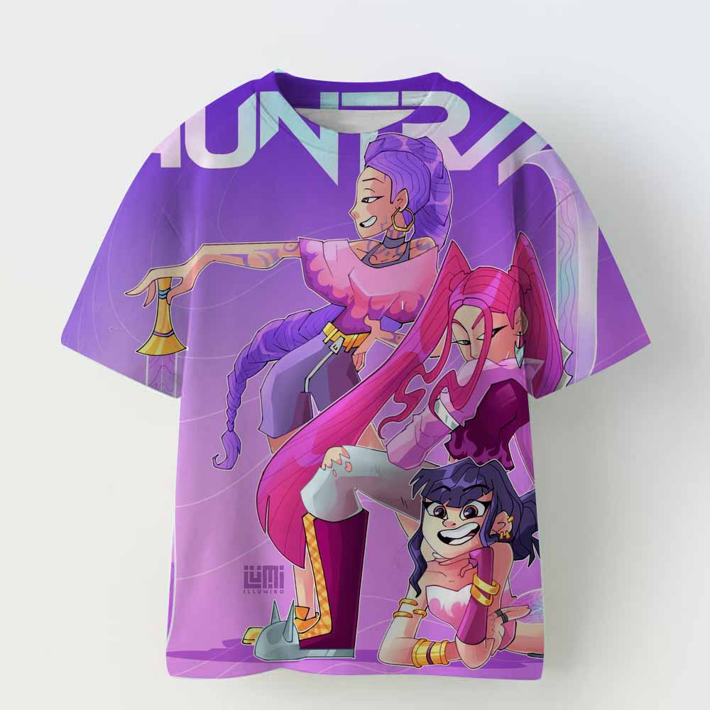 Vintage Rumi Tiger KPop Dämonenjäger Print T-Shirt Anime Kurzarm T-Shirt Sommer Mädchen Jungen Shirt Lässige Oberteile Rundhals Kleidung