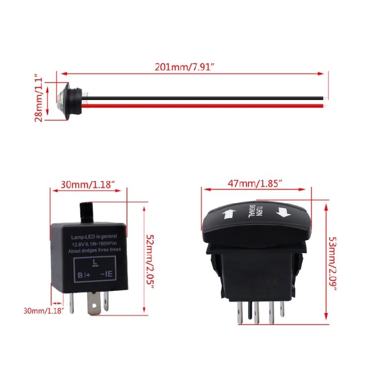 Universal Turn Signal Light Rockers Switch Set with Indicator Reverse Light Horn