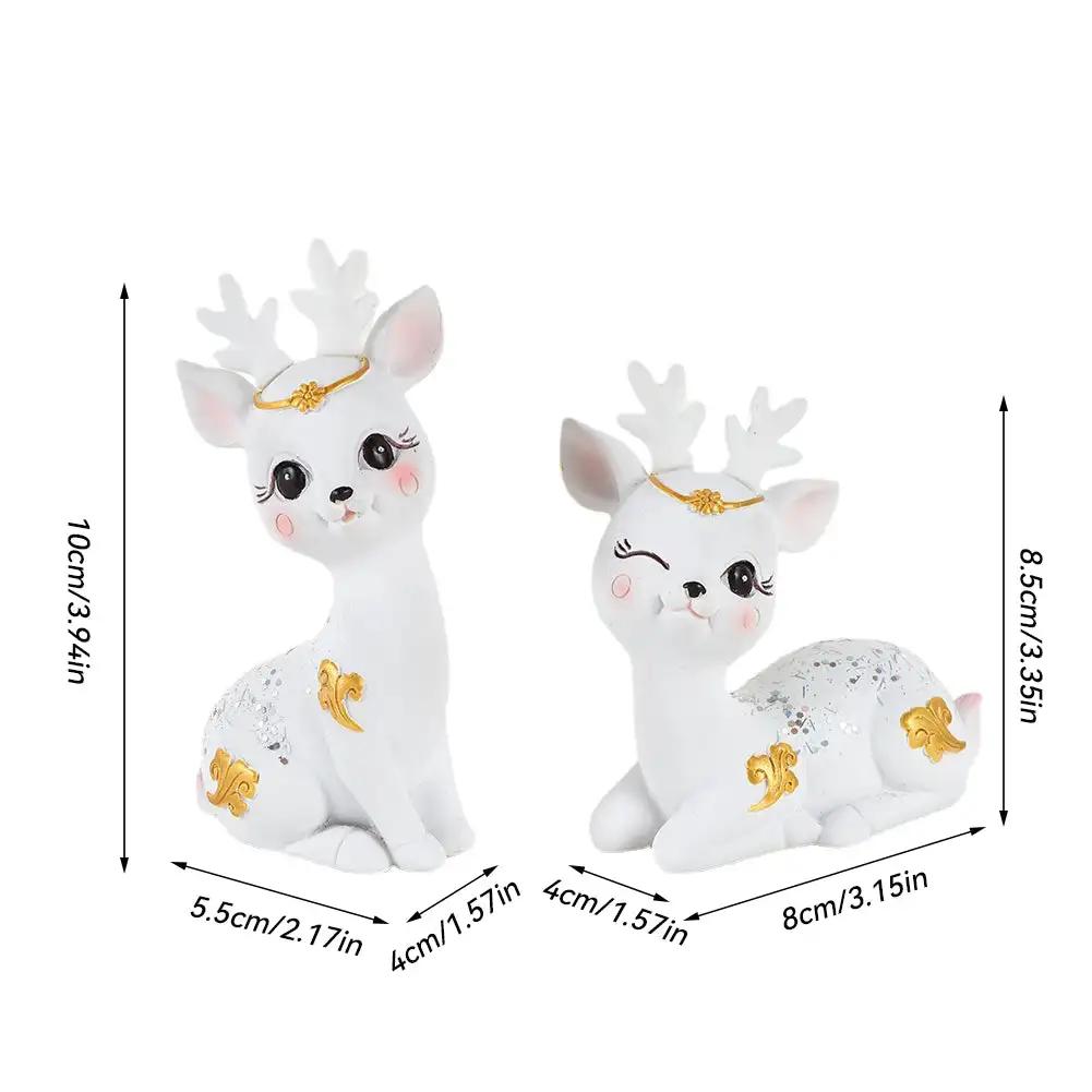 2Pcs Car Cute Deer Ornaments Car Center Console Decoration Dashboard Romance Gifts Auto Interior Accessories for Woman
