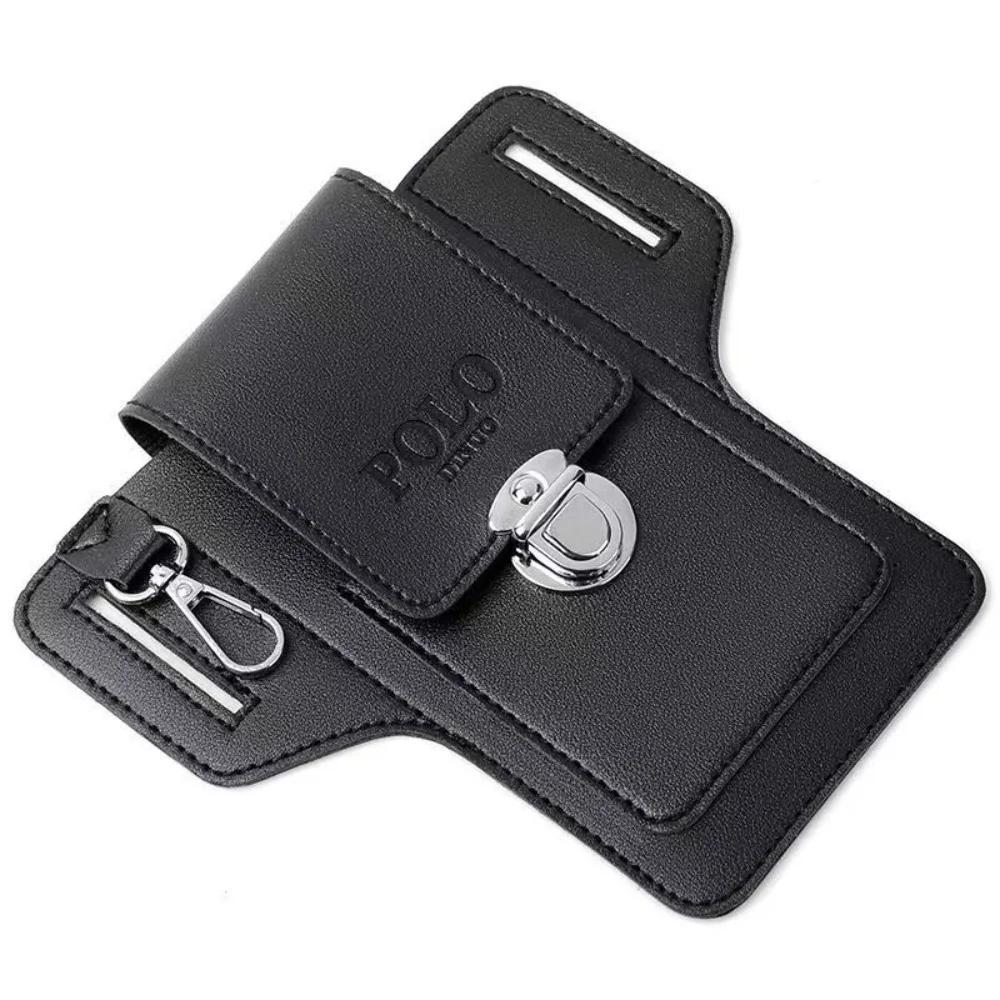 

New PU Multifunctional Belt Waist Bag PU Solid Color Phone Waist Bag Portable Vintage Leather Bag Outdoor Sports Bag Man Gifts