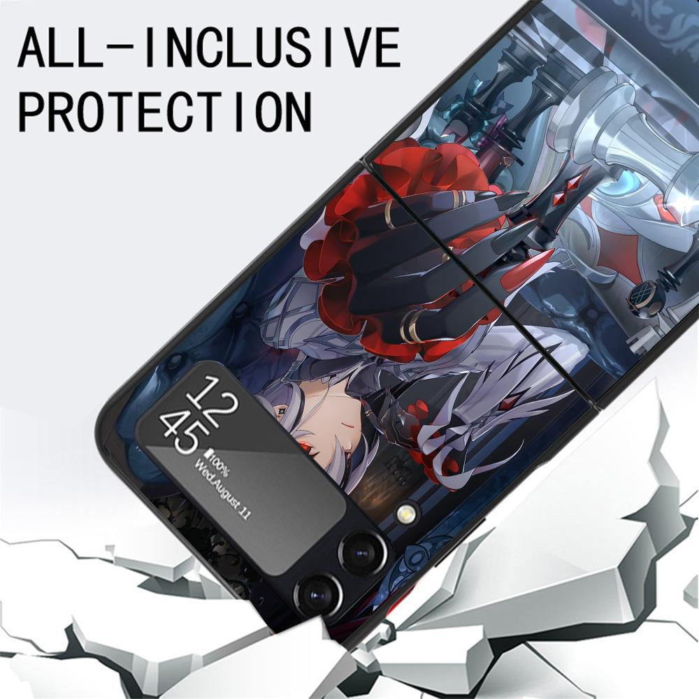 Arlecchino Genshin Impact Black Phone Case For Samsung ZFlip7 ZFlip6 ZFlip5 ZFlip4 ZFlip3 5G Hard Protective Galaxy Z Flip 3 4 5