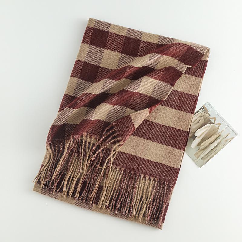 Damen High-End 2025 Karoschal: Imitation Kaschmir, Koreanischer Stil, Vielseitiger Herbst/Winter Warmer Nackenwärmer Schal.