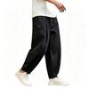[Kayiyasu] Herren Weite Hosen, Baumwoll-Leinen-Mischung, Bequeme Hosen, Sommerkleidung, Große Größen, Oversize Silhouette, Stilvoll, Lässig, Sarouel Stil, Sommer