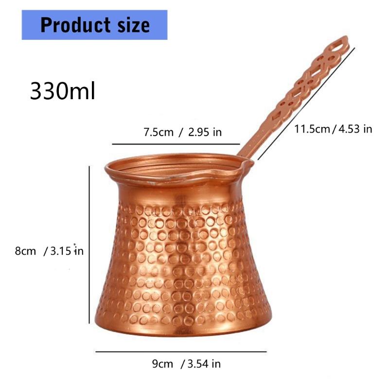 Artisanal Hammered Turkish Coffee Maker 330ml Capacity With Long Heat Resistant Handle For Stovetop Use