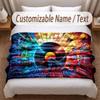 Music General Theme Soft Blanket Personalized Custom Name Text Print Warm Blanket Home Sofa Bedroom Decor