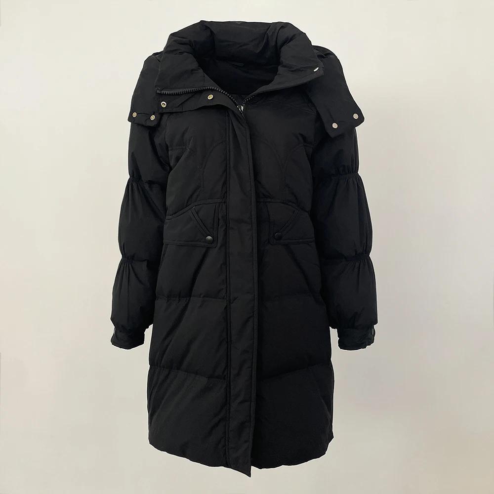 OFTBUY Осень-зима 90% белый утиный пух теплая куртка женская пуховик средней длины пальто — фото 12