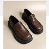2025 New British Style Small Leather Shoes Women's Spring Versatile Retro Round Head Casual Muffin Platform Loafer Single Shoes