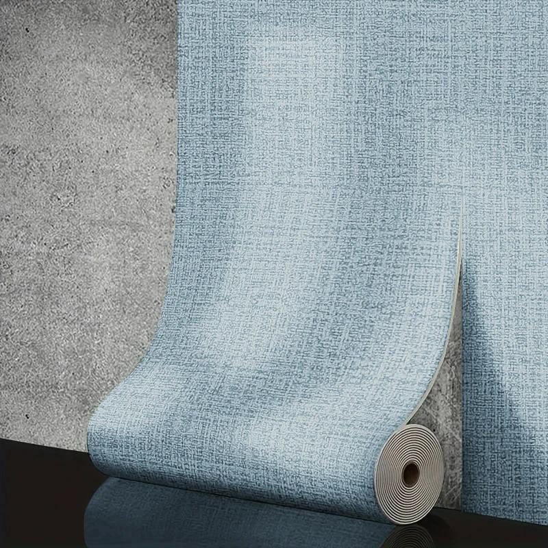 PVC linen 3D foam solid color thickened waterproof and moisture-proof self-adhesive wallpaper kitchen bedroom background wall