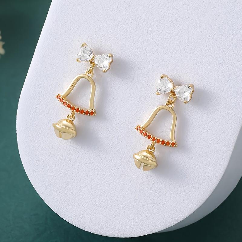 1 Pair New Christmas Bowknot Christmas Bell Earrings for Women Sweet Versatile Cute Bell Earrings New Year Birthday Gift