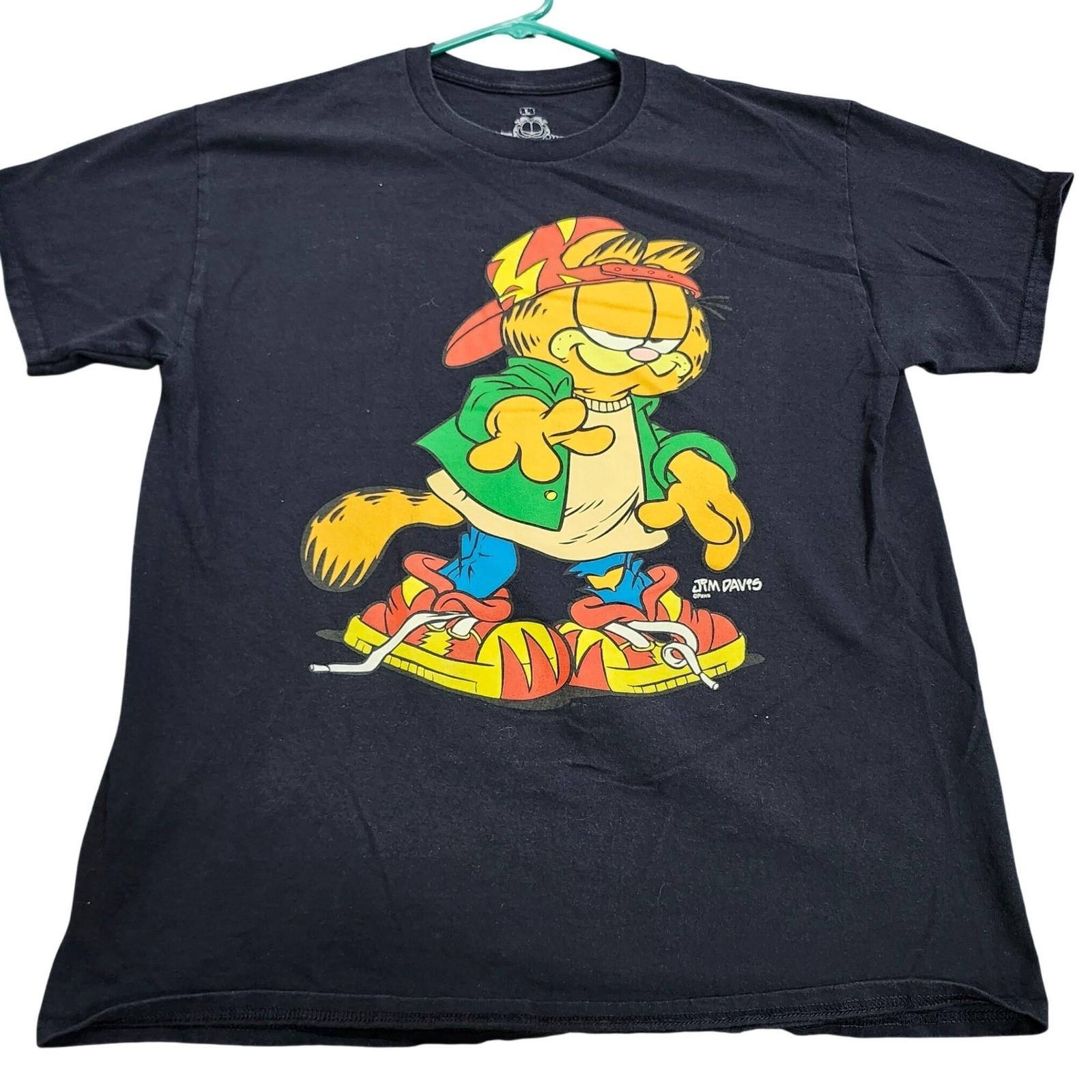 Ripple Junction Garfield Hip Hop Graphic Black Mens Large 2022 Jim Davis Unisex T-Shirt S