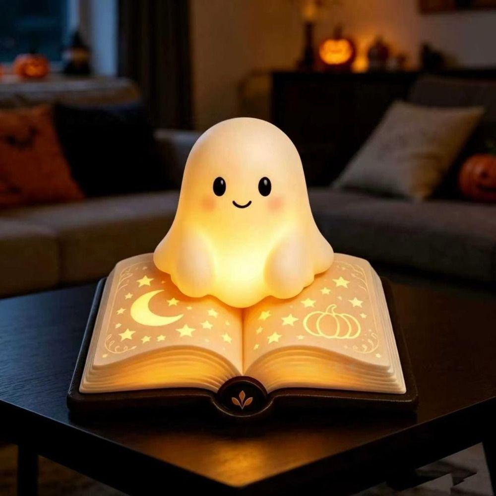 Soft Lighting Ghost Night Light Compact Design Warm Glow Resin Night Light Creative Resin Built-In Lighting Decorative Lamp