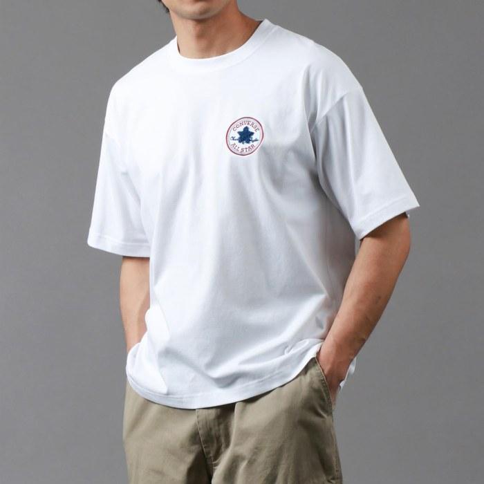 Converse T-Shirt Men's Summer Short Sleeve Applique Tee Quick-Dry Dry Cool Relaxed Fit Sagala Embroidery White L