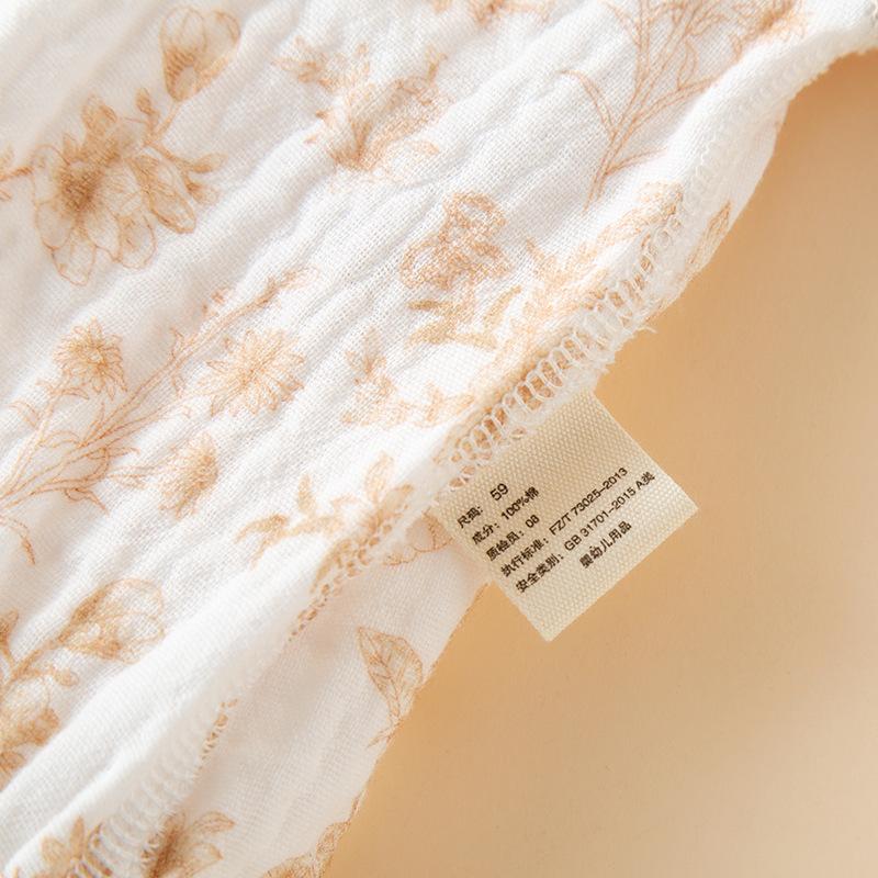 Baby Cotton One-piece Short-sleeved Cotton Yarn Triangular Fart-wrapped Romper Spring and Summer Thin Children's Fart-wrapped with Bib Clothes