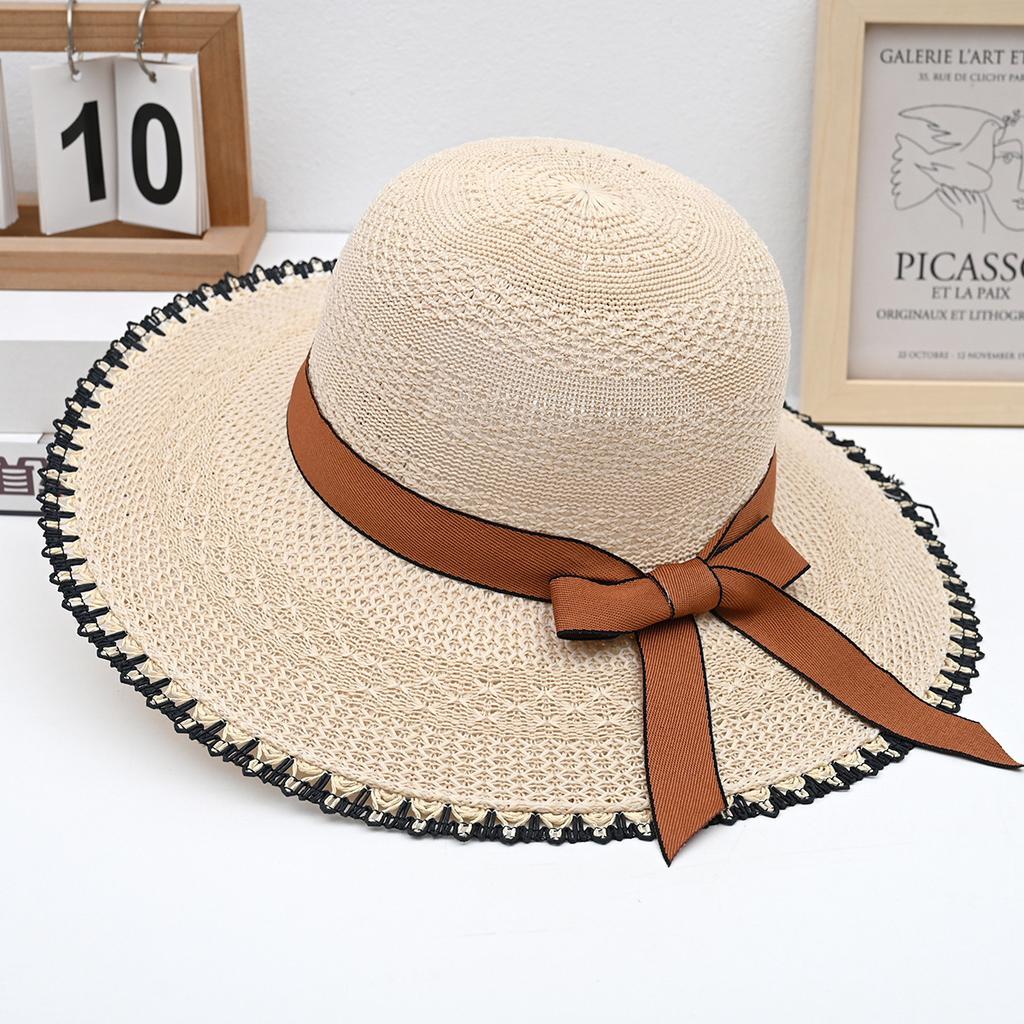 Summer New Fashion Women's Straw Hat Seaside Beach Hat Large Brim UV Protection Sun Hat Sun Protection Sun Hat