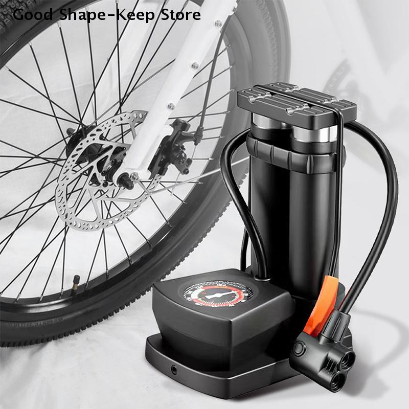 Bicycle Foot Pedal Air Pump Universal MTB Bike Home Pedal Inflator With Gauge High Pressure Pump Tire Air Inflator Accessories