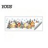 Seasonal Home Decoration Christmas Snow Village Static Window Cling, Glowing Warm Scenery Sticker Snowy Wall Decals for Glass, Snowman House