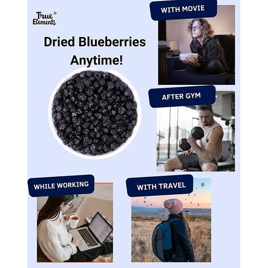 True Elements Dried Blueberries 125g – Naturally Sun-Dried, No Refined Sugar