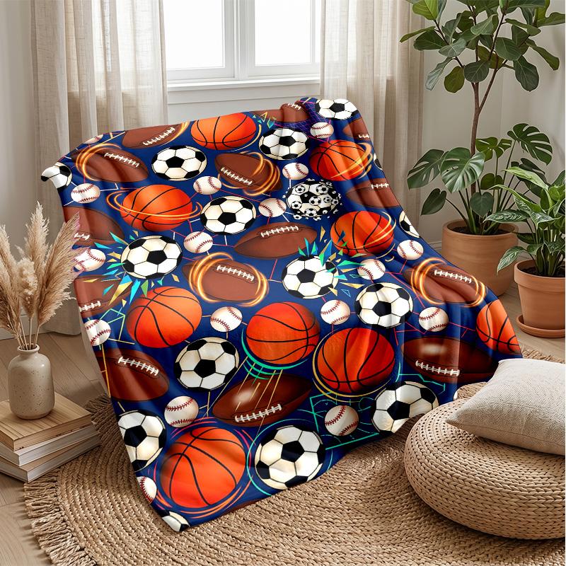 Sports Ball Pattern 7 Theme blanket Lightweight Warm Flannel Blanket Decorative Throw Blanket for Home Decoration