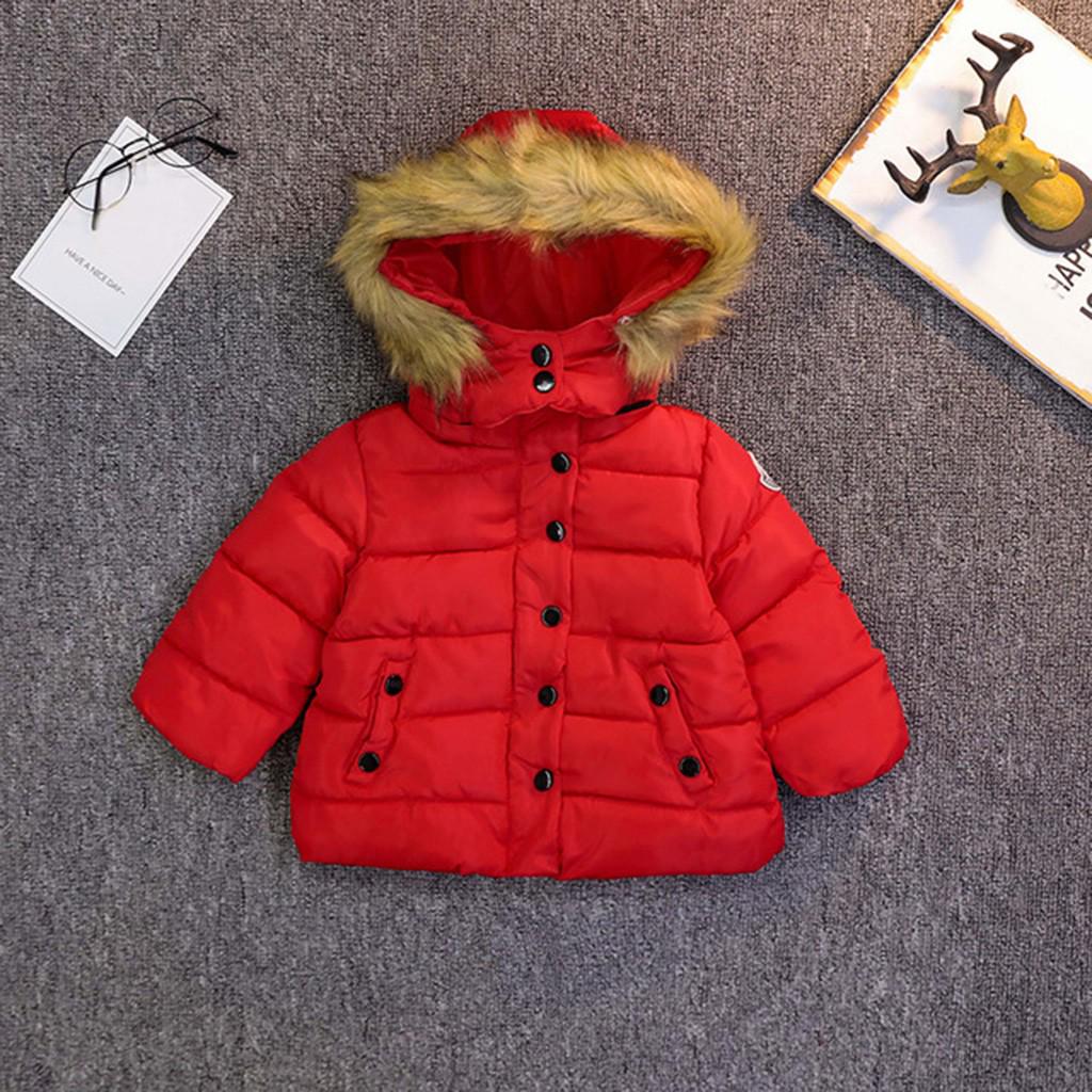 Winter Child Kids Solid Color Hoodie Zipper Coats Keep Warm Jacket Clothes