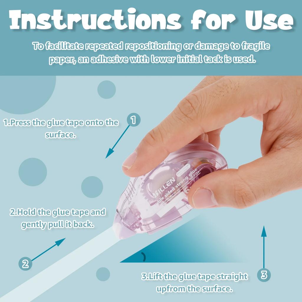 24 Packs Glue Tape Roller Double Sided Adhesive Tape Dispenser Scrapbooking Supplies 6m x 6mm for Cards Journaling Gift Wrapping