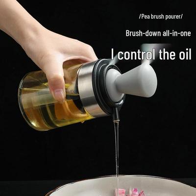 Flacone in vetro per il controllo dell'olio con testina in silicone per cucina