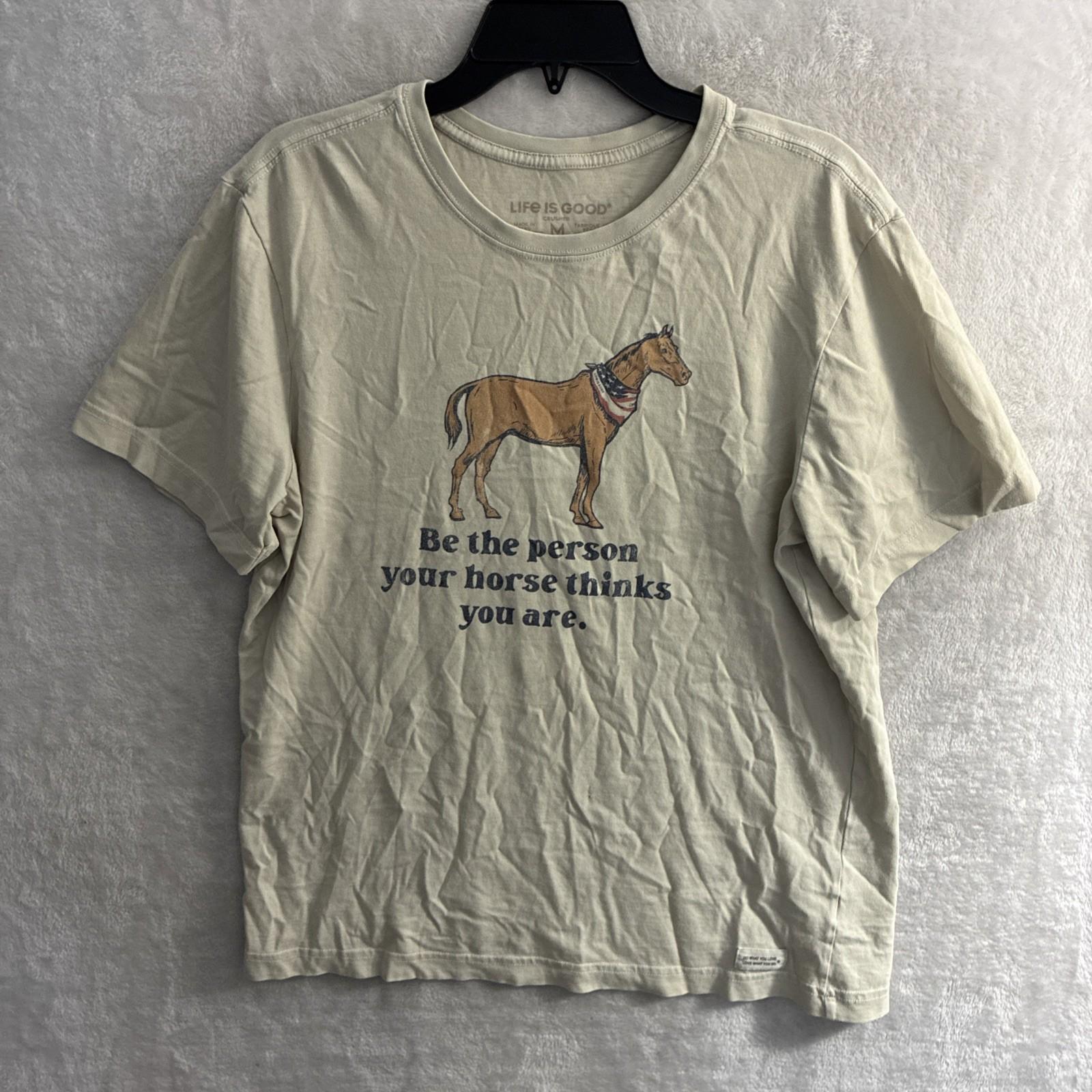 Life is Good Mens T Shirt Horse Graphic Medium Cotton Short Sleeve Crew Neck S разноцветный
