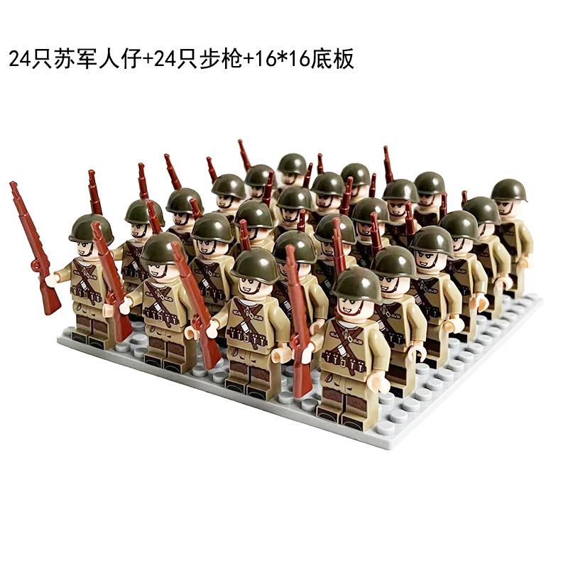 24 Stuks Tweede Wereldoorlog militaire serie, bouwstenen, figuren, speelgoed, miniatuurfiguren, humanoïde poppen, speelgoed, verjaardagscadeaus.