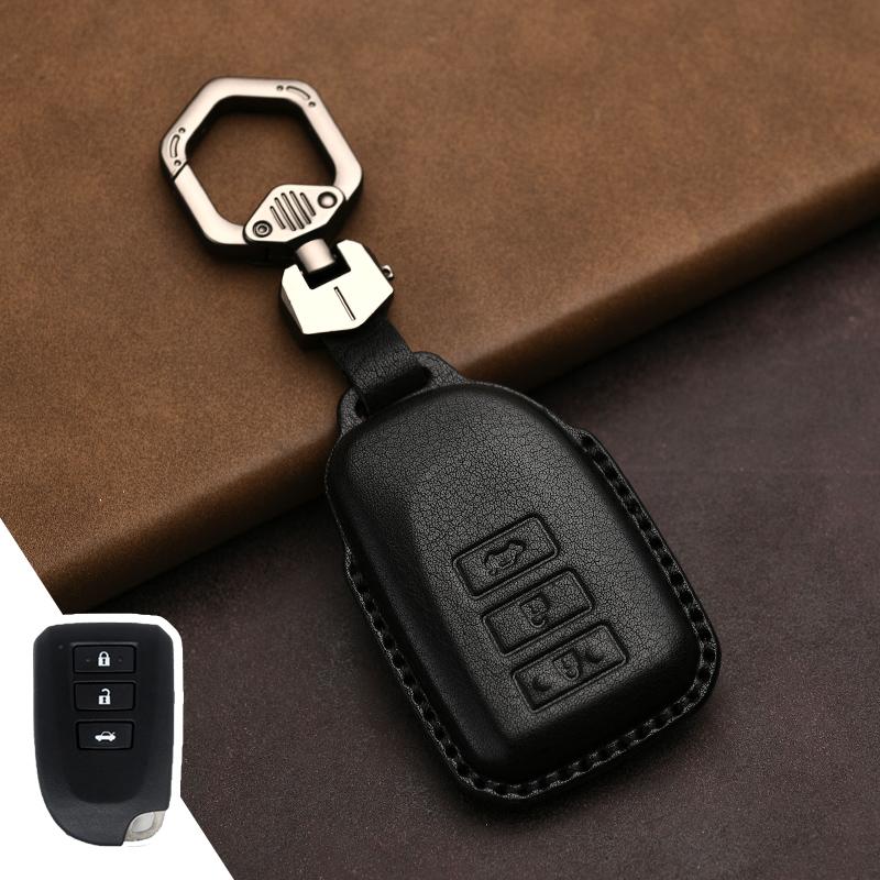 Genuine Leather Protector for Toyota Key Cover Old Prado Land Cruiser Prius Reiz Camry Crown Key Case Cover Fob