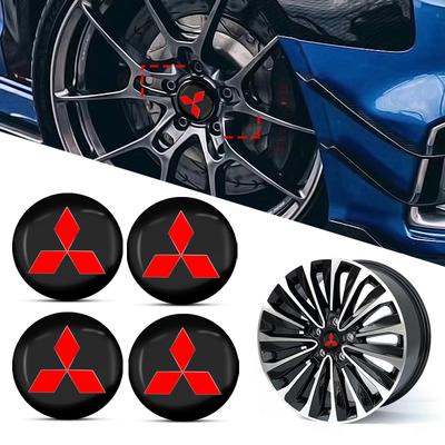 4 Stück Auto Radnabenkappe Logo Aufkleber Felgenabdeckung Emblem für Outlander I200 Pajero Eclipse ASX Lancer Space
