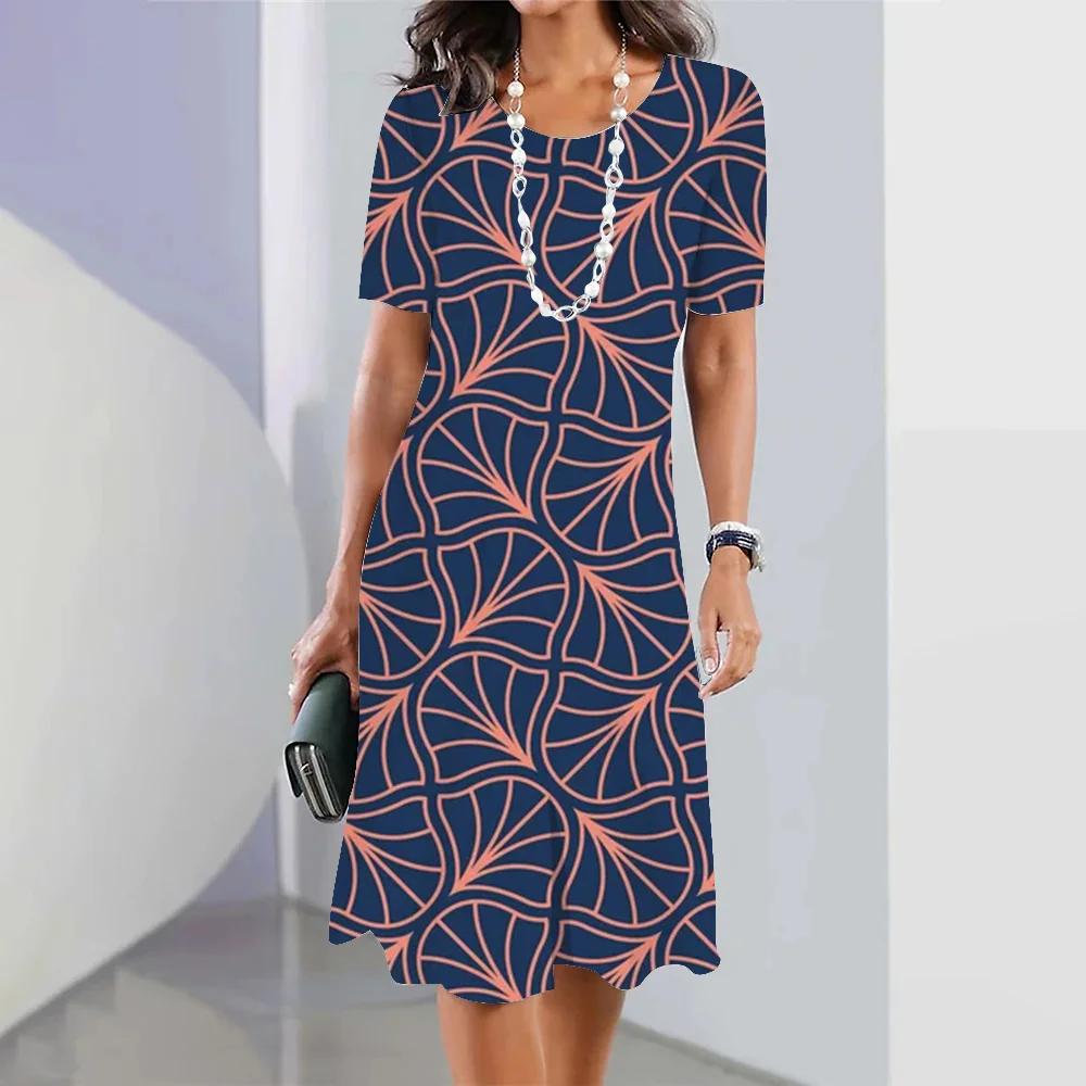 2026 Women's Summer Short-Sleeve Round-Neck Dress Casual Sexy 3D Printed Women's Wear