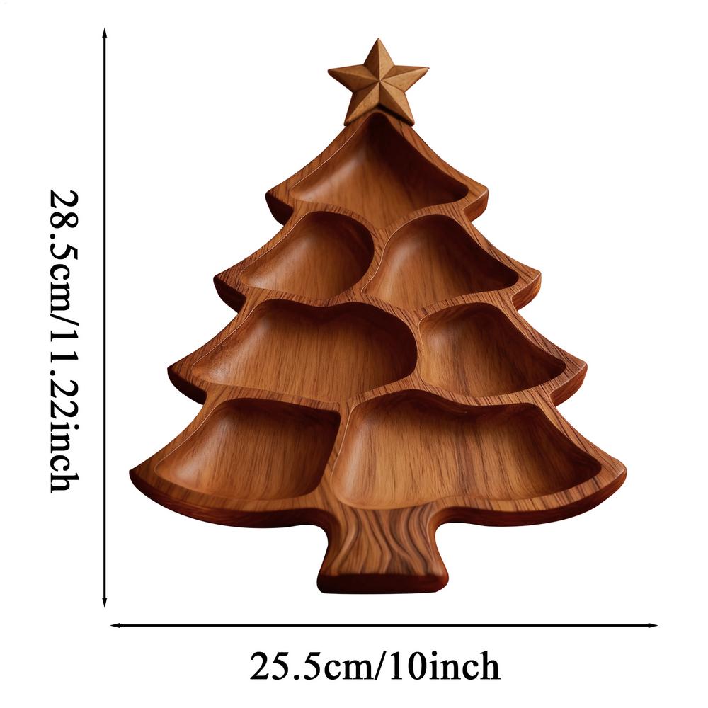 Christmas Tree Charcuterie Board Wooden Divided Food Tray Christmas Tree Serving Platter Cheese Board for Fruit Dessert Nut