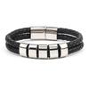 Men's Leather Bracelet Magnetic Tail Buckle Stainless Steel Positioning Ring Engraved Father's Day Gift Double Leather Bracelet