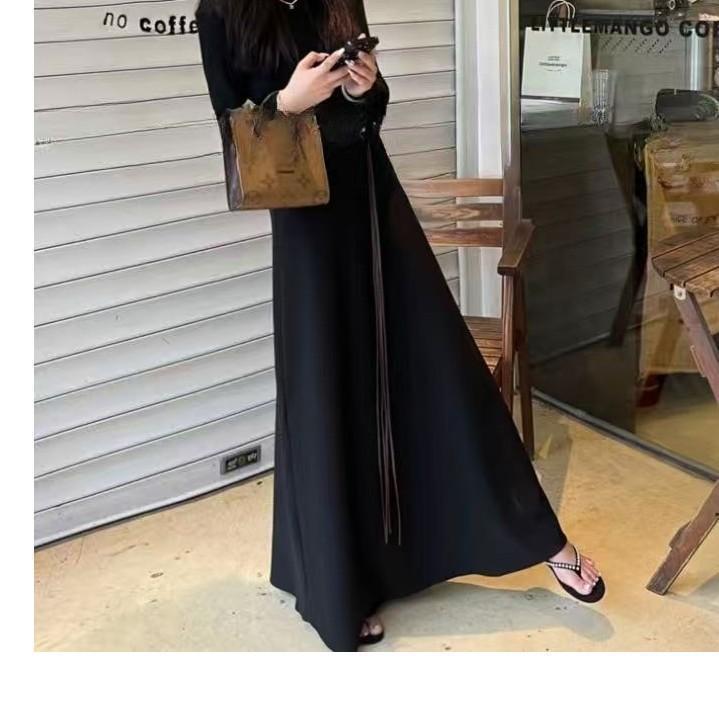 Elegant High-Waisted A-Line Maxi Skirt with Belt for Women – Autumn 2025