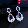 Vintage Pop Classic Earrings, Sapphire Droplet Ear Jewelry