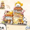 New Panda Restaurant Taiyaki Flower Store Street View Shop Food House Building Blocks Kit Girls Bricks Model Kids Toy Children