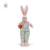 Large Easter Rabbit Ornament with Carrot and Flowers – Pink, Light Green, Brown Hanging Decoration