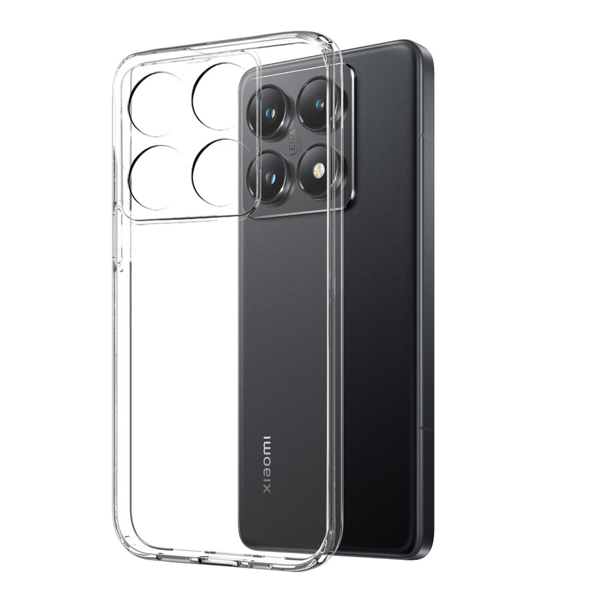 

For Xiaomi 14T Pro Clear Case Soft TPU Phone Cover with Tempered Glass Screen Protector Style A