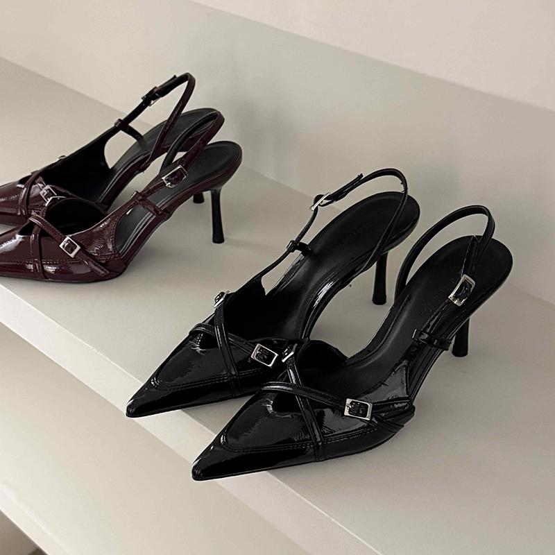 Street Style Pointed Toe Women Muels Sandals Design Style High Heels Banquet Party Dress Sandalias Shoes