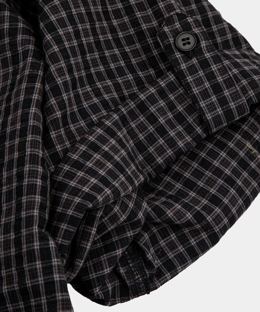 LETTERCOMO Core Wrinkle Check Boxy Half Roll-Up Shirt Smoked Black